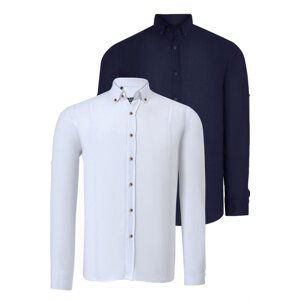 DOUBLE SET G721 DEWBERRY MEN'S SHIRT-NAVY-WHITE