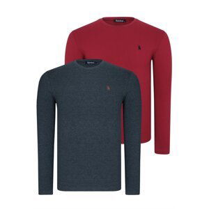 DOUBLE SET T8588 DEWBERRY ROUND NECK MEN'S SWEATSHIRT-BURGUNDY-ANTHRACITE