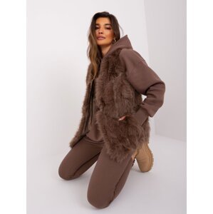 Brown fur vest with pockets