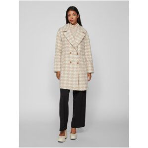 Women's cream-beige patterned coat VILA Vilunes - Women