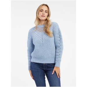 Orsay Light Blue Women's Sweater with Lace - Women
