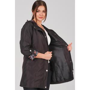 Z6721 DEWBERRY WOMEN'S TRENCH COAT-PLAIN BLACK