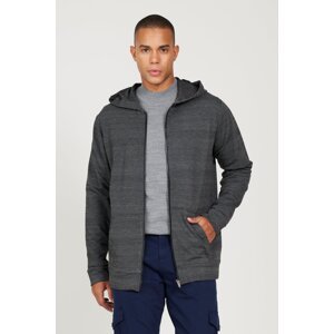 AC&Co / Altınyıldız Classics Men's Black-gray Standard Fit Regular Fit Hooded Zipper Sweatshirt Jacket