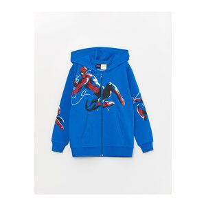 LC Waikiki Spiderman Printed Hoodie with Long Sleeve Boys' Zippered Sweatshirt.