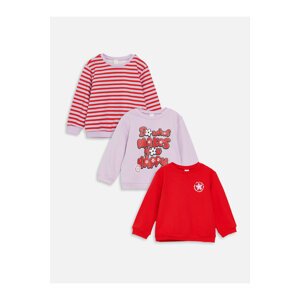 LC Waikiki Crew Neck Printed Baby Girl Sweatshirt 3-Piece