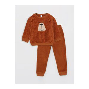 LC Waikiki Crew Neck Long Sleeve Embroidered Plush Baby Boy Sweatshirt and Sweatpants