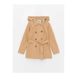 LC Waikiki Basic Girls' Trench Coat with a Hooded