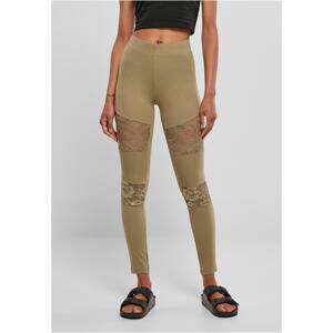 Women's lace-up leggings in khaki color