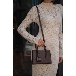 Madamra Brown Women's Saffiano Small Shopper Bag