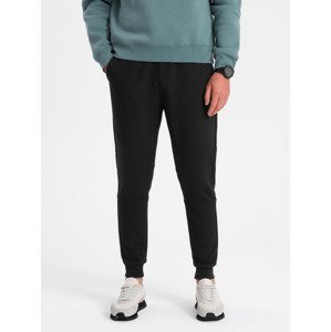 Ombre Men's sweatpants with ottoman fabric inserts - black