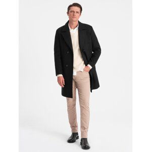 Ombre Men's double-breasted lined coat - black