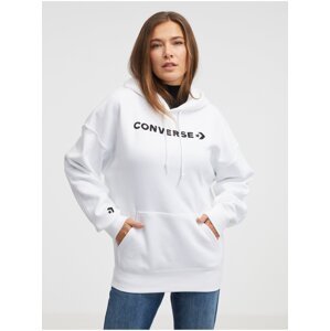 White Women's Converse Embroidered Wordmark Hoodie - Women
