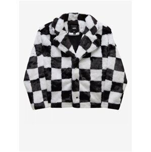 Black and white women's plaid winter jacket made of faux fur VANS Natash - Women