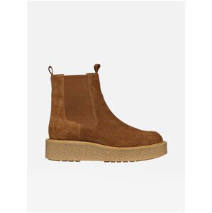 Women's Brown Suede Chelsea Boots Geox Elidea - Women