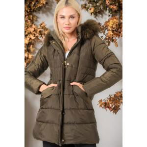 Z6745 DEWBERRY WOMEN'S COAT-PLAIN KHAKI