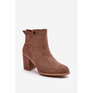 Suede women's high-heeled ankle boots Brown Selela
