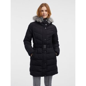 Orsay Black women's quilted coat with faux fur - Women