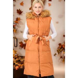 Z6744 DEWBERRY WOMEN'S VEST-DARK TAN