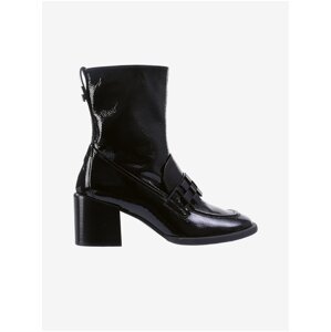 Black women's leather patent leather ankle boots with heels Högl Mag - Women