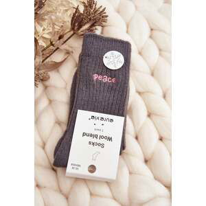 Women's warm socks with gray lettering