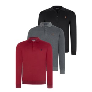 TRIPLE SET V4007 DEWBERRY MEN'S SWEATSHIRT-BLACK-ANTHRACITE-BURGUNDY