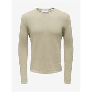 Beige men's basic sweater ONLY & SONS Panter - Men