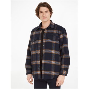 Tommy Hilfiger Men's Navy Blue Tommy Wool Flannel Outer Shirt - Men's