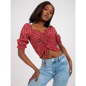 Short red blouse RUE PARIS with ruffles