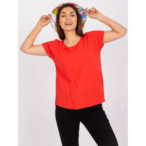 Red casual blouse with round neckline SUBLEVEL