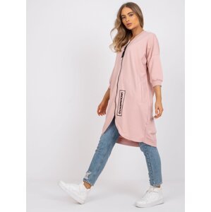 Dusty pink cotton sweatshirt with long zipper