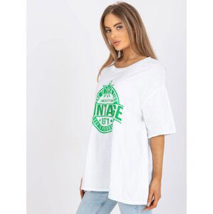 White and green oversize T-shirt with application