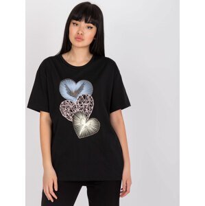 Black women's T-shirt with decorative application