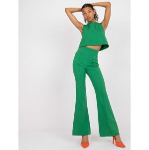 Green two-piece set with high-waisted trousers