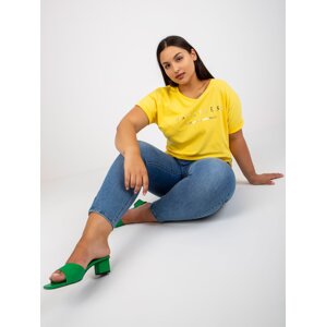 Yellow asymmetrical cotton t-shirt larger size