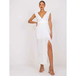 White pleated evening dress by Ewelina