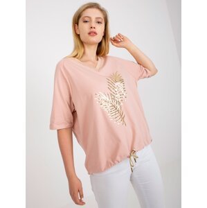 Dusty pink blouse plus size decorated with sequins