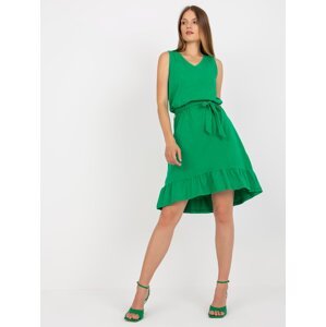 Basic green dress with binding RUE PARIS