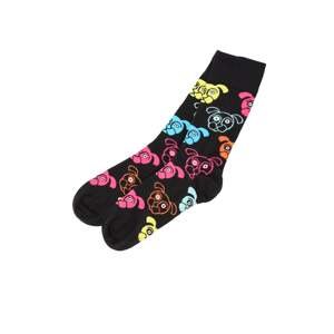 Men's black socks with colorful dogs