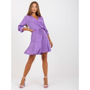 Purple ruffle minidress made of artificial satin