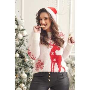 Charming Christmas sweater with ecru reindeer