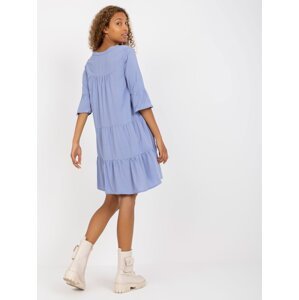 Light blue dress with frills and 3/4 sleeves SUBLEVEL