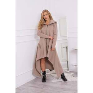Insulated dress with longer sides of dark beige color