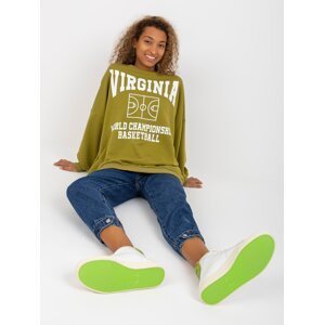 Olive sweatshirt with print and long sleeves
