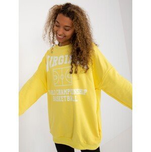 Yellow sweatshirt with print and pockets