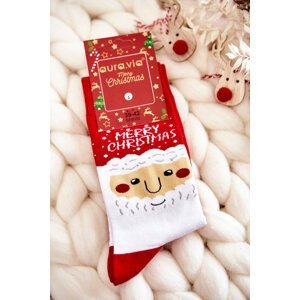 Men's Christmas Cotton Socks with Santa Clauses Red