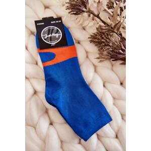 Women's cotton socks orange pattern blue