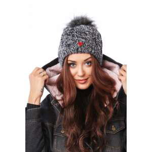 Black winter cap with pompom