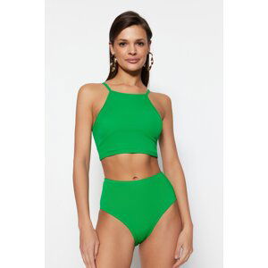 Trendyol Green Halterneck Pile Bikini Top