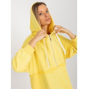 Yellow oversized long hoodie with zipper