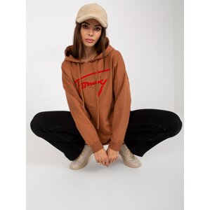 Light brown long patch kangaroo hoodie